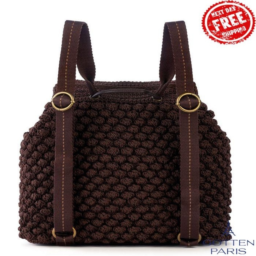 Women's Sayulita Crochet Backpack Brown Women's Bag - Picture 2 of 6